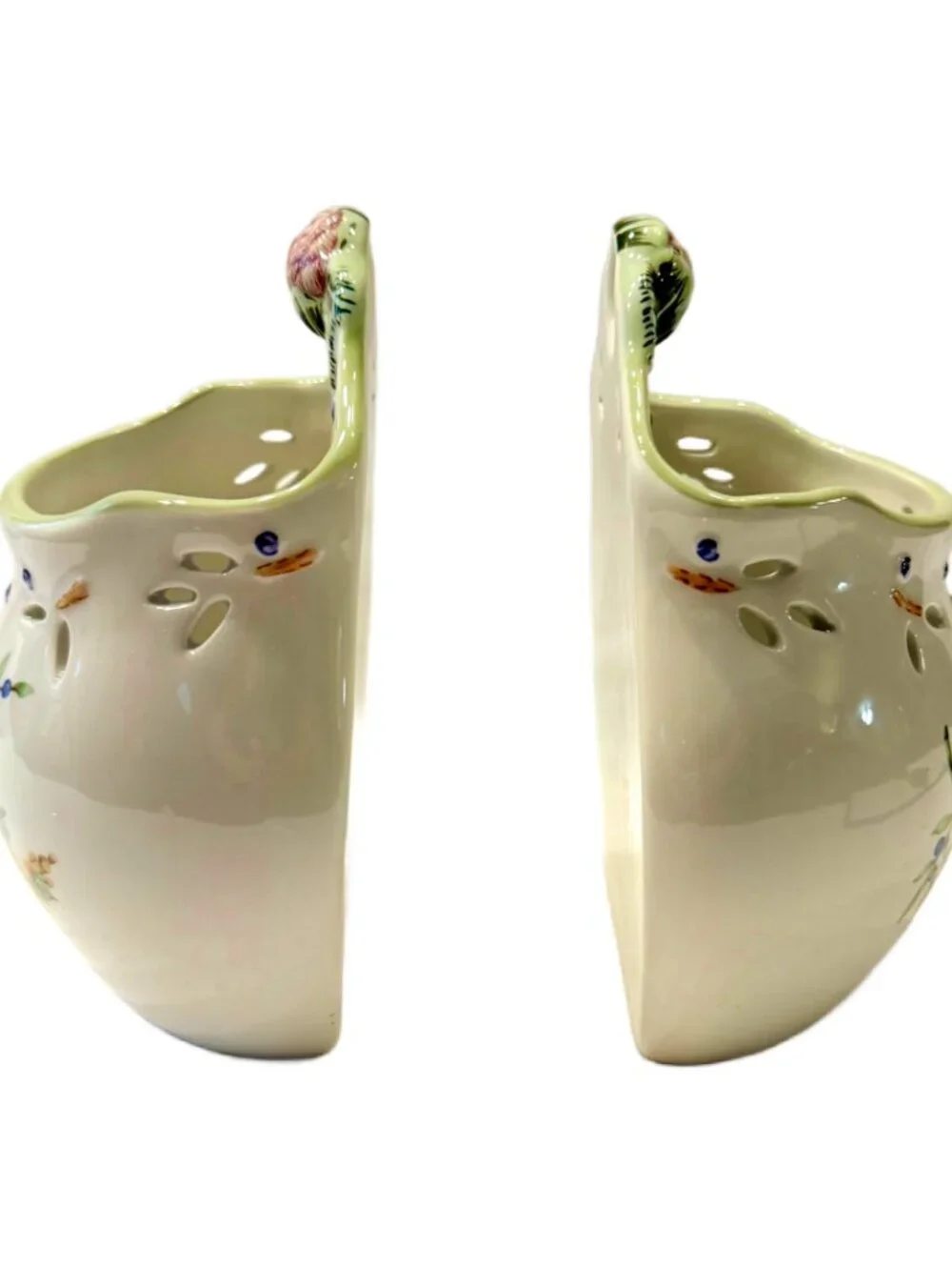 Princess House Vintage Garden Ceramic Wall Pocket Vase Hydrangea Floral Set of 2